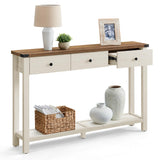 VASAGLE Console Table, Sofa Table, Narrow Entryway Table, Entry Table with 3 Drawers, Open Storage Shelf, Metal Corners, for Living Room, Farmhouse Style, Honey Brown and Rustic White ULNT142W73 VASAGLE