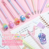 Sabary 228 Pcs Kawaii Stationary Set Include Telescopic Pencil Pouch Case Bag Gel Ink Pen Sticky Note Bubble Tea Sticker Pill Highlighter Stationary Cute School Supplies for Christmas(Vivid) Sabary
