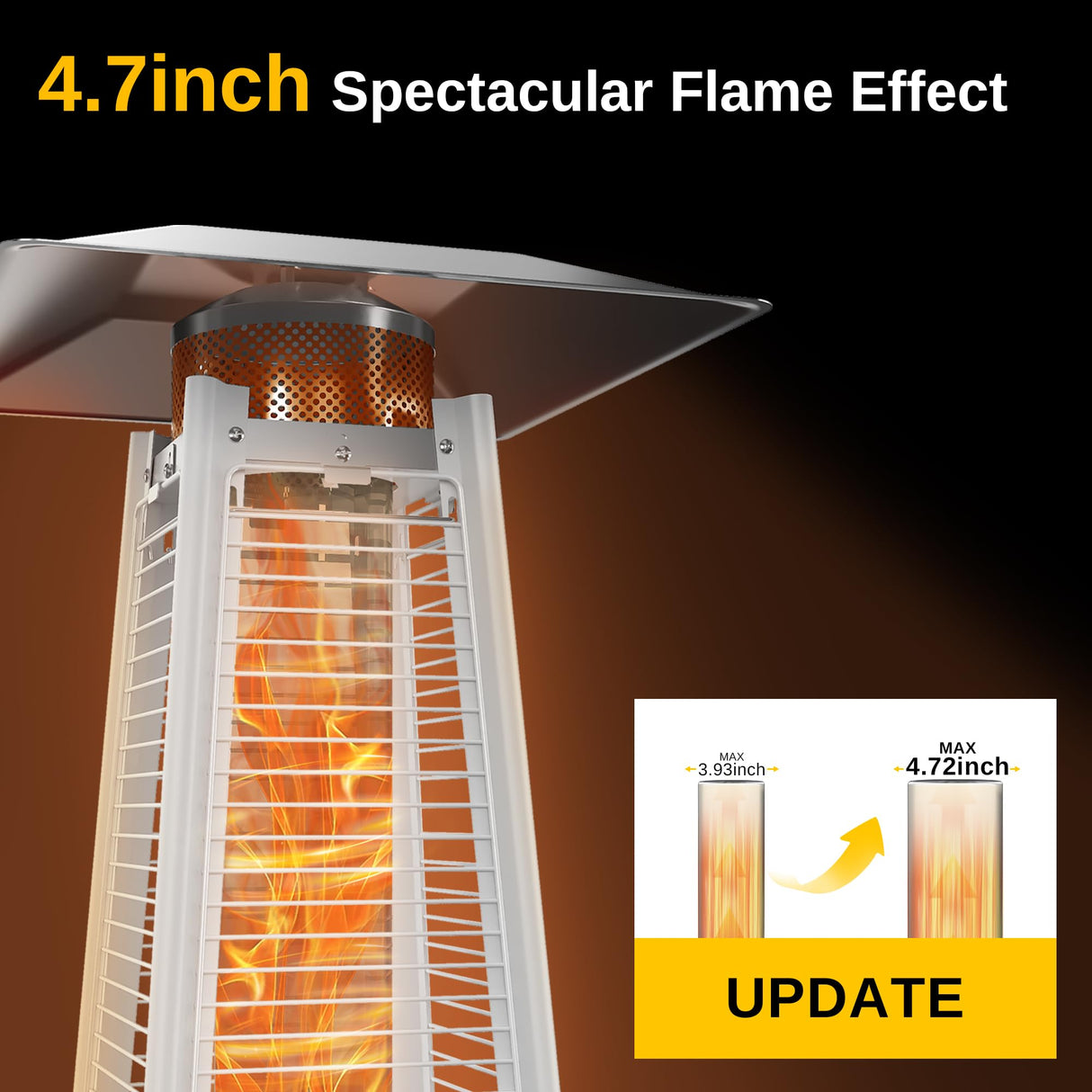 EAST OAK Pyramid Patio Heater, 48,000 BTU Outdoor Patio Heater, Quartz Glass Tube Propane Heater for Commercial & Residential, Triple Protection System, With Wheels, 2024 Upgrade, Bronze EAST OAK