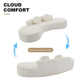 106'' Oversize Sponge Curved Sofa,Modern Minimalist Corduroy Anti-Wrinkle Sofa,Cloud Couch 3-Seater Couch w/2 Pillows (Beige) BUIORD