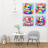 4 Pack Paint by Numbers 8x8 inch - Cute Animals Paint by Number for Kids Ages 4-8-12,Easy DIY Acrylic Oil Painting Kits on Canvas for Children Girls Boys Gifts Ammklfh