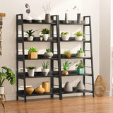 Himimi Black Ladder Bookshelf, 5 Shelf Bookcase Industrial Bookshelf Wood and Metal Bookshelves, Plant Flower Stand Rack Book Storage Shelves for Living Room, Bedroom, Home Office Himimi