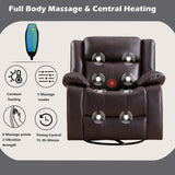 ANJ Swivel Rocker Recliner Chair, Manual Rocking Glider Massage Recliner with Heat, Overstuffed PU Leather Big Large Recliner for Living Room Bedroom Nursery ANJ
