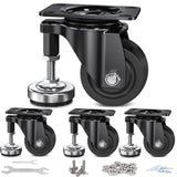 COOWOO 3" Leveling Plate Caster Wheels with Adjustable Anti-Vibration Leveling Foot Pad Heavy Duty Swivel casters for Workbench, Machine Equipment, COOWOO