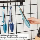 9" Kitchen Tongs, 3Pcs Tongs for Cooking with Silicone Tips, Food Grade Small Silicone Tongs, Mini Serving Tongs for BBQ Salad(Gradient Blue) TOWINGO