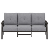 RoyalCraft Patio 3 Seats Sofa, All-Weather Outdoor Couch, Patio Furniture Sofa,Khaki Metal Furniture with Gray Cushions RoyalCraft