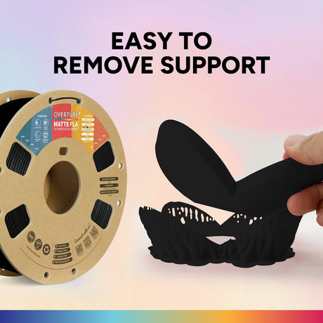 OVERTURE 2KG Bundle Matte PLA 3D Printer Filament 1.75mm, Matt Surface & Low Warping Filament 2 Pack 1kg Spool (2.2 lbs), Fit Most FDM Printers (Matte Black & Matte White) OVERTURE