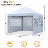 COOSHADE 10X10Ft Pop up Canopy Tent Enclosed Instant Folding Canopy Shelter with Elegant Church Window Outdoor Pavilion Cater Party Wedding BBQ Events Tent(White) COOSHADE