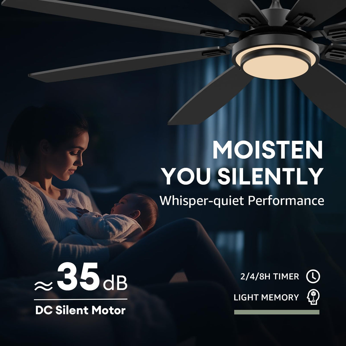 Fanbliss 72 Inch Black Large Ceiling Fans with Lights and Remote Control for Living Room, Modern Ceiling Fan with Quiet Reversible DC Motor, 3CCT, Dimmable LED for Garage, Patio, Indoor, Outdoor Fanbliss