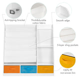 UTEX 5-Tier Kids Sling Bookshelf with Storage Bins, Wood Children Bookcase, Toddler Montessori Book Shelf for Kids Room, Classroom, Bedroom, and Nursery, White UTEX