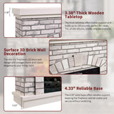 IFGET 42" Electric Fireplace with Mantel, Farmhouse Fireplace TV Stand w/23'' Freestanding Electric Fireplace Heater, Remote Control, Adjustable 3D Realistic Flame Level for Living Room, Antique White IFGET