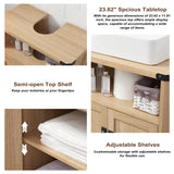Minifeel Bathroom Floor Cabinet, Adjustable Shelf, Barn Doors, Farmhouse Bathroom Storage Cabinet for Kitchen, Living Room (Natural Oak) Minifeel