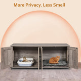 Homhedy Cat Litter Box Enclosure for 2 Cats, Litter Box Furniture Hidden with Double Room,Wooden Cat Washroom Furniture,Cat House,47.2”L x 19.7”W x 19.7”H,Greige Homhedy