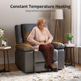 GarveeHome Faux Leather Power Lift Recliner w/Massage and Heat for Elderly, Recliner Chairs with Pockets for Living Room (Gray, Medium) GarveeHome