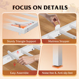 WLIVE Floating King Bed Frame, LED Bed Frame with Charging Station, Metal Platform Beds King Size with Heavy Duty Steel Slats, No Box Spring Needed, Easy Assembly, No Noise, White WLIVE