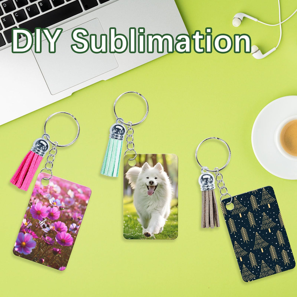 160 Pcs Metal Sublimation Keychain Blanks Bulk,Double Sided Sublimation Blanks Keychain Heat Transfer Keychain Blanks with Tassels,Sublimation Ornament Blanks Key Chain GEKIXUTP