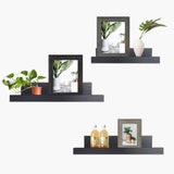 Art Emotion Black Floating Shelves | Set of 5 | Wall Shelf | Wood Bathroom Shelves | Bedroom | Living Room | Kitchen | Office & More (Black) Art Emotion