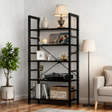 SageNest 5-Tier Bookshelf, Free Standing Wooden Bookcase with Open Storage Shelves with Metal Frame, Sturdy Shelf Organization Display Rack for Living Room, Bedroom, Home Office, 62.2" Tall, Black SageNest