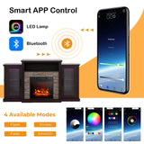 SIMOE Electric Fireplace TV Stand for 65in+ Tv, 19‘’ Fireplace with Mantel, Entertainment Center with 16 Color LED Lights, APP Control & 4 Mode, TV Console for Living Room, Remote Control, Timer SIMOE