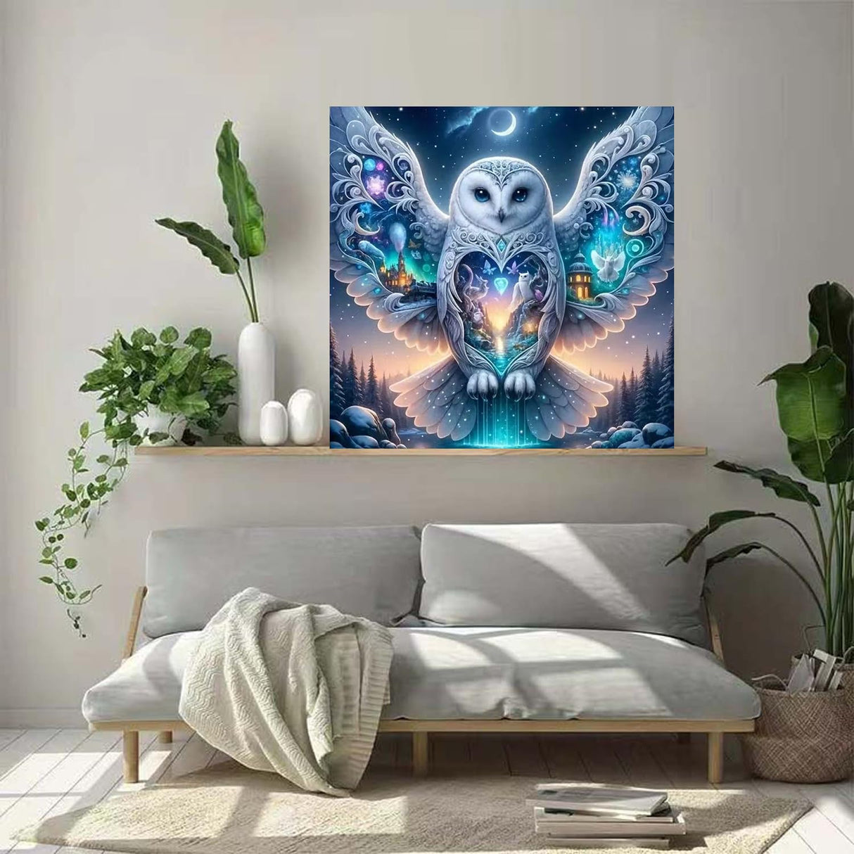 ZHUDENGXJL Owl Diamond Painting Kits for Adults-Starry Moon Diamond Art Kits for Adults, 5D Diamond Painting Kits Owl Castle for Adult,DIY Full Drill Paint with Diamond,Home Wall Decor 12 X 12inch ZHUDENGXJL