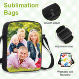2 Pcs Sublimation Crossbody Bag Blanks, Sublimation Shoulder Bag with Adjustable Strap, DIY Sublimation Travel Sport Bags with 2 Pcs Double Side Sublimation Keychain for Birthday Christmas HIVEME