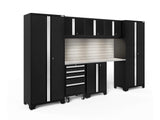 ‎‎‎NewAge Products Garage Cabinet Bold Series 10 PC Set Black Include Worktops, LED Lights, 72in. Backsplash, 3 x Wall, Two-Door Base and Rolling Tool Cabinets, 2 x Multi-Use Lockers, 63112 NewAge Products Inc.