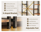 Casaottima Triple 5 Tier Bookshelf, Large Bookcase with 14 Open Display Shelves, Modern Industrial Book Shelves Book Case for Bedroom, Wide Standing Shelving Unit for Living Room Home Office, Vintage Casaottima