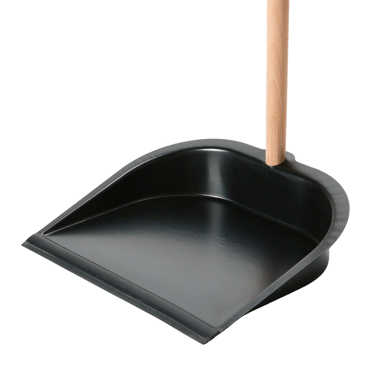 Creative Co-Op Beech Wood Broom & Standing Metal Dust Pan, Natural & Black Creative Co-Op