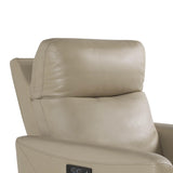 CHITA Genuine Leather Power Recliner Chair for Adults, Electric Wall Hugger Recliner for Small Spaces, Modern Living Room and RV Recliner Chair with Power Headrest & Charging Ports, Latte Tan CHITA