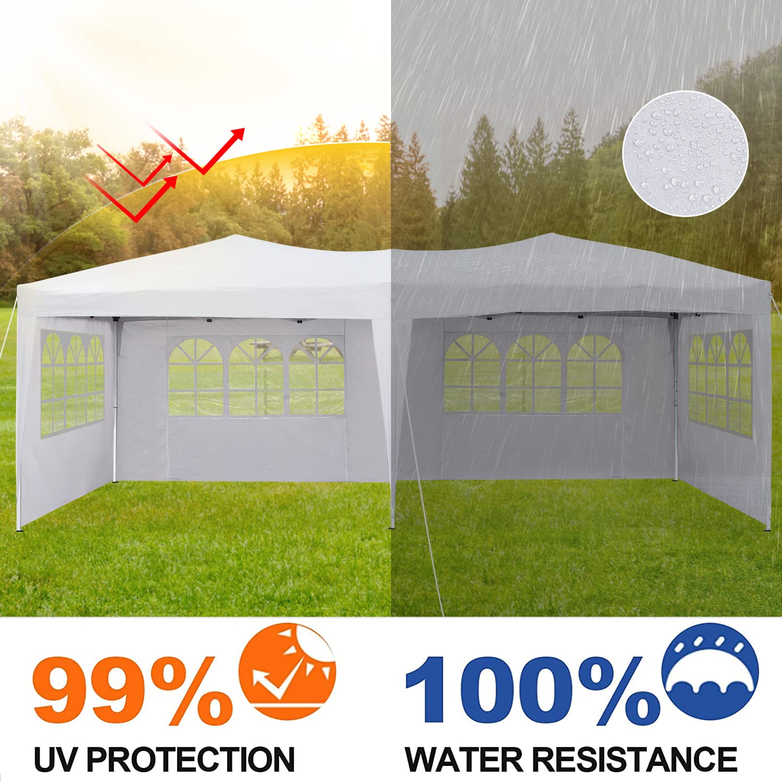 TUKAILAI 10' x 20' Pop Up Gazebo Marquee, Anti-UV Party Wedding Tent Event Shelters with 6 Removable Sidewalls & Carry Bag, Heavy Duty Instant Canopy for Outdoor Camping Garden Patio (White) - WoodArtSupply