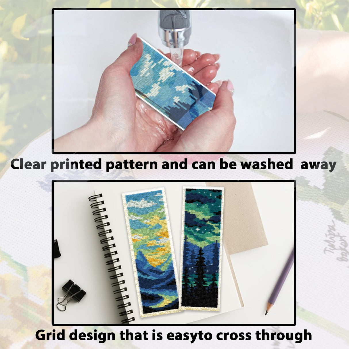 ACRNIGHEET 6PCS Cross Stitch Bookmark Kit for Adult Beginners Landscape Cross Stitch Kits DIY Crossstitch Kits Adult Stamped Bookmark Embroidery Bookmarks Kit with Instructions 8''x2.4'' 11CT ACRNIGHEET