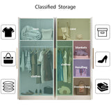 AIEGLE Wardrobe Armoire Closet with 4 Door, Large Freestanding Armoire Wardrobe Cabinet with Shelves & 3 Hanging Rods, Bedroom Wood Clothes Storage Cabinet Organizer, White 63" W AIEGLE