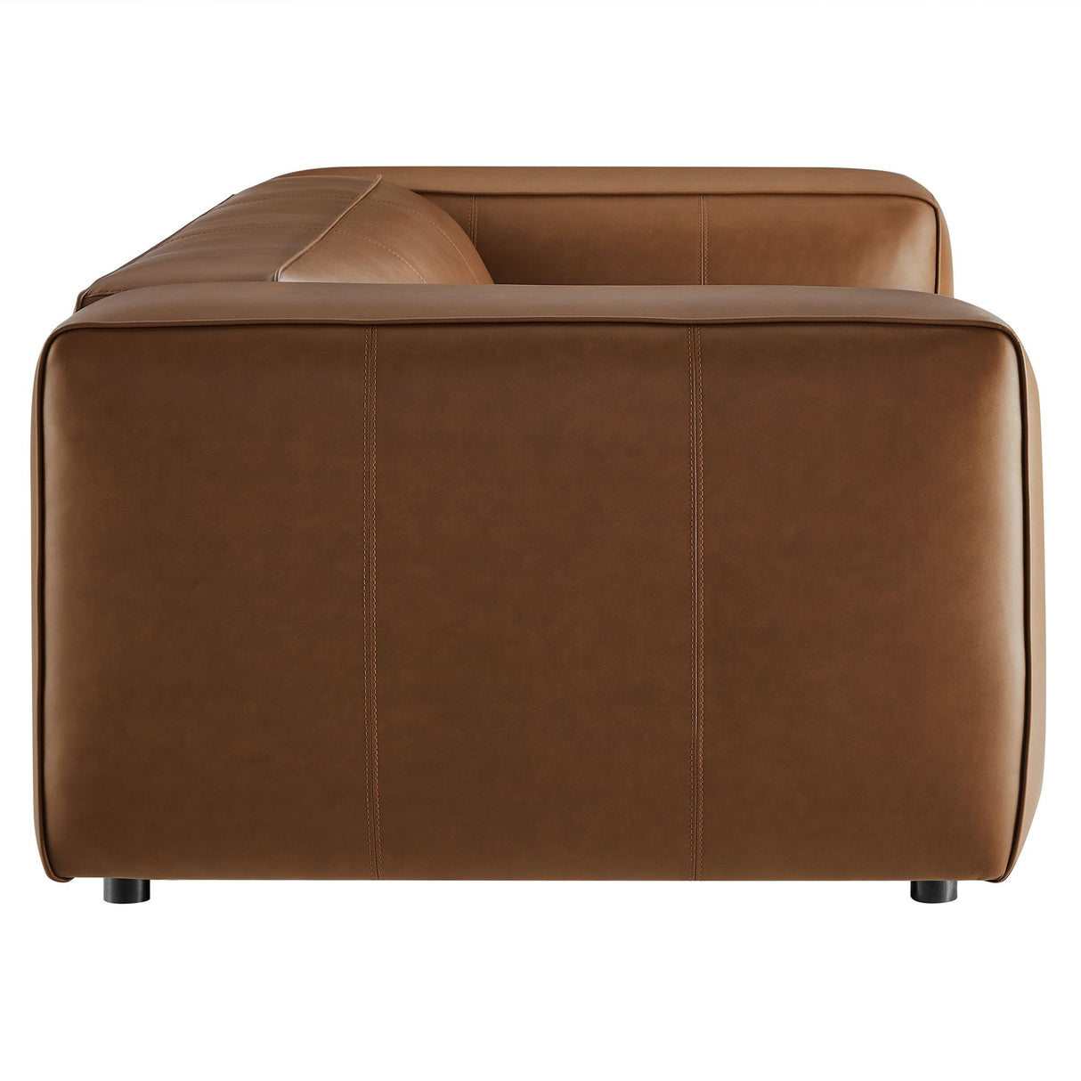 Modway Auren Vegan Leather Sofa in Coffee - Faux Leather Couch - Comfy Modern PU Leather Sofa - Oversized Mid Century Modern Couch for Living Room, Apartment, Loft Modway