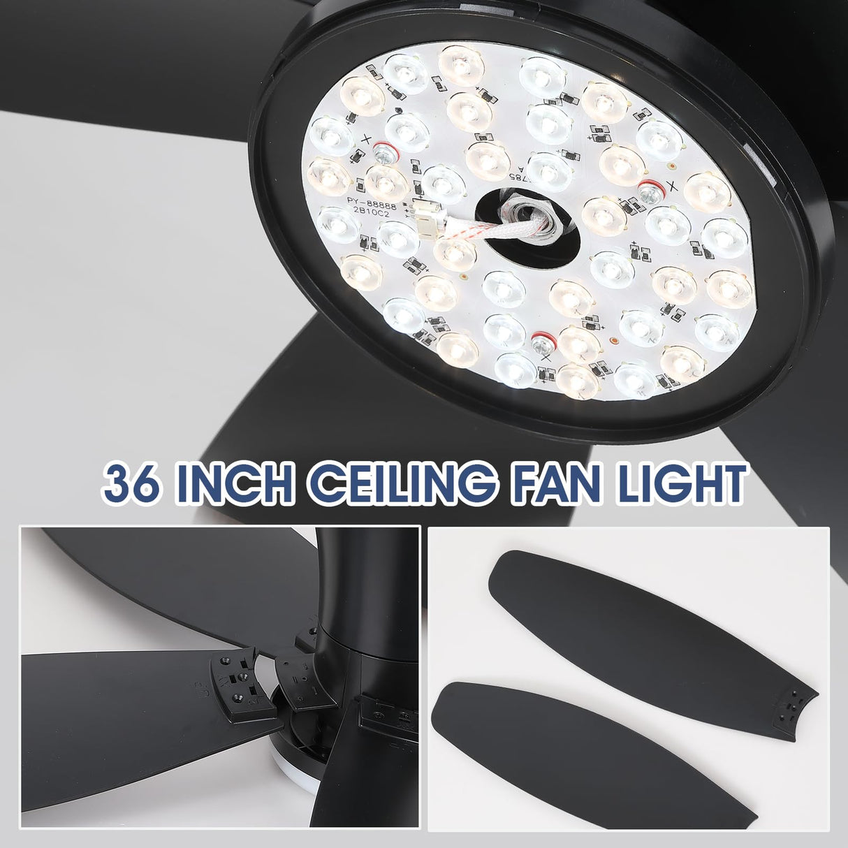 Surtime 42" Ceiling Fans with Lights-Low Profile Ceiling Fan with Light and Remote/APP Control,Flush Mount,DC Reversible,LED Dimmable Black Ceiling Fans for Bedroom,Indoor/Outdoor Patio Use Surtime