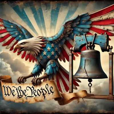 puonidwo 5D Vintage Eagle Diamond Art Painting Kits for Adults, American Flag DIY Full Round Diamond Painting Set for Adult Beginners, Home Wall Decor14x14 Inch