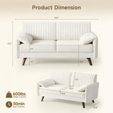 ONBRILL 64.5" Loveseat Sofa, Chenille Loveseat Couch for Living Room, 23.2" Deep Seat Love Seat with Padded Arms, Comfy Modern Small Couches for Bedroom, Small Spaces, Dorms, Office, Beige ONBRILL