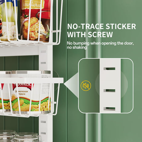 Eastherry Over The Door Organizer，8-Tier Over The Door Pantry Organizer with Adjustable Baskets，Metal Hanging Pantry Organizers and Storage for Kitchen, Back of Door Seasoning Rack (White) Eastherry