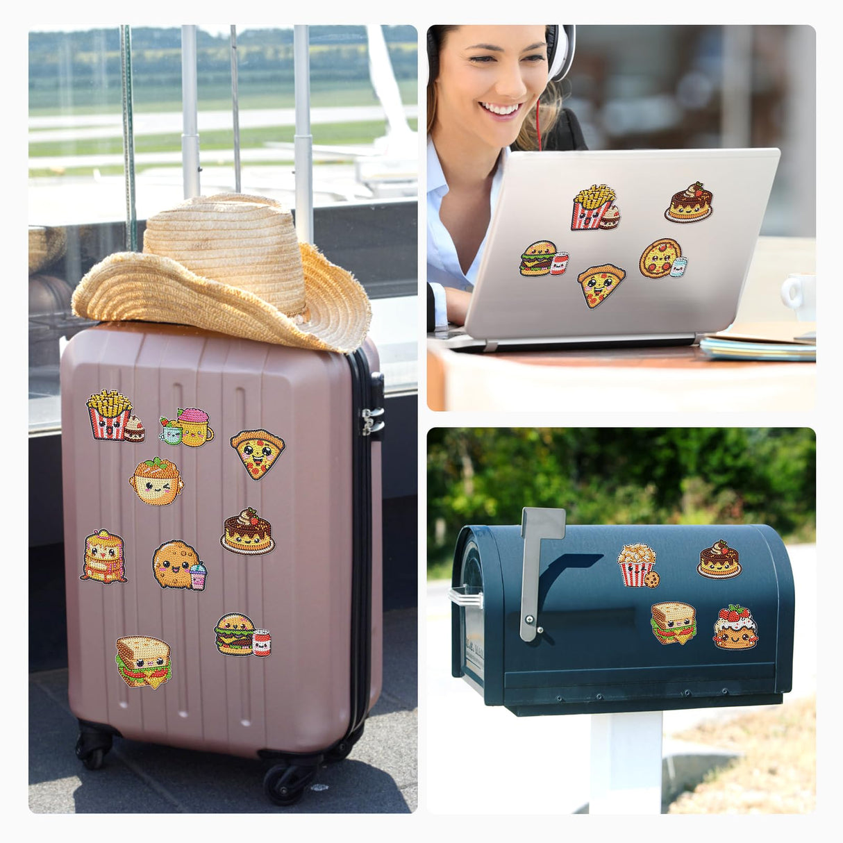 INCOK Refrigerator Diamond Art Magnets - 12 PCS DIY Diamond Painting Fridge Magnets with Cute Hamburg Fries Pizza Popcorn Sandwich Cake Pattern Fast Food Home Decors Birthday Gift for Adults Beginners INCOK