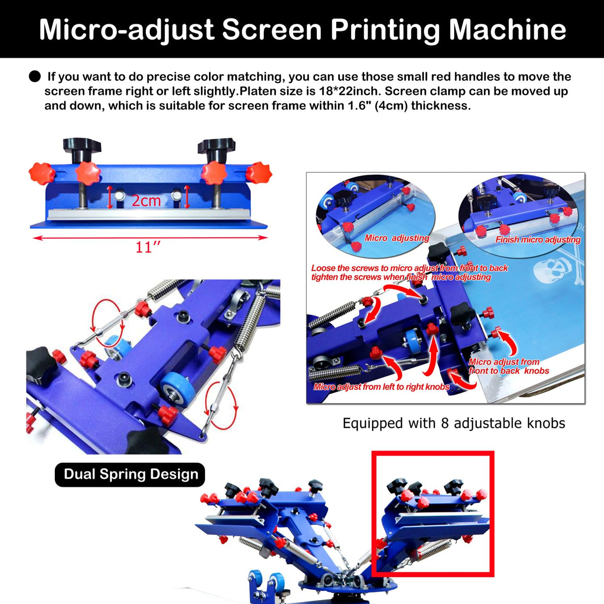HayWHNKN 4 Color 1 Station Micro-Adjust Screen Printing Machine Kit Silk Screen Printing Press for T-Shirt with UV Exposure Unit Kit Washout Tank HayWHNKN
