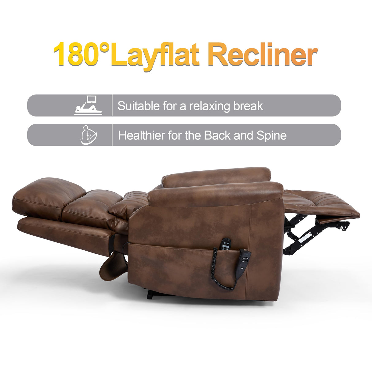 Trustyue Dual Motor Power Lift Recliner Chair with Lay Flat, Full-Body Vibration & Lumbar Heating - Lift Assist Chair for Elderly, Electric Recliner with Massage and Heat, Easy Assembly Brown Trustyue