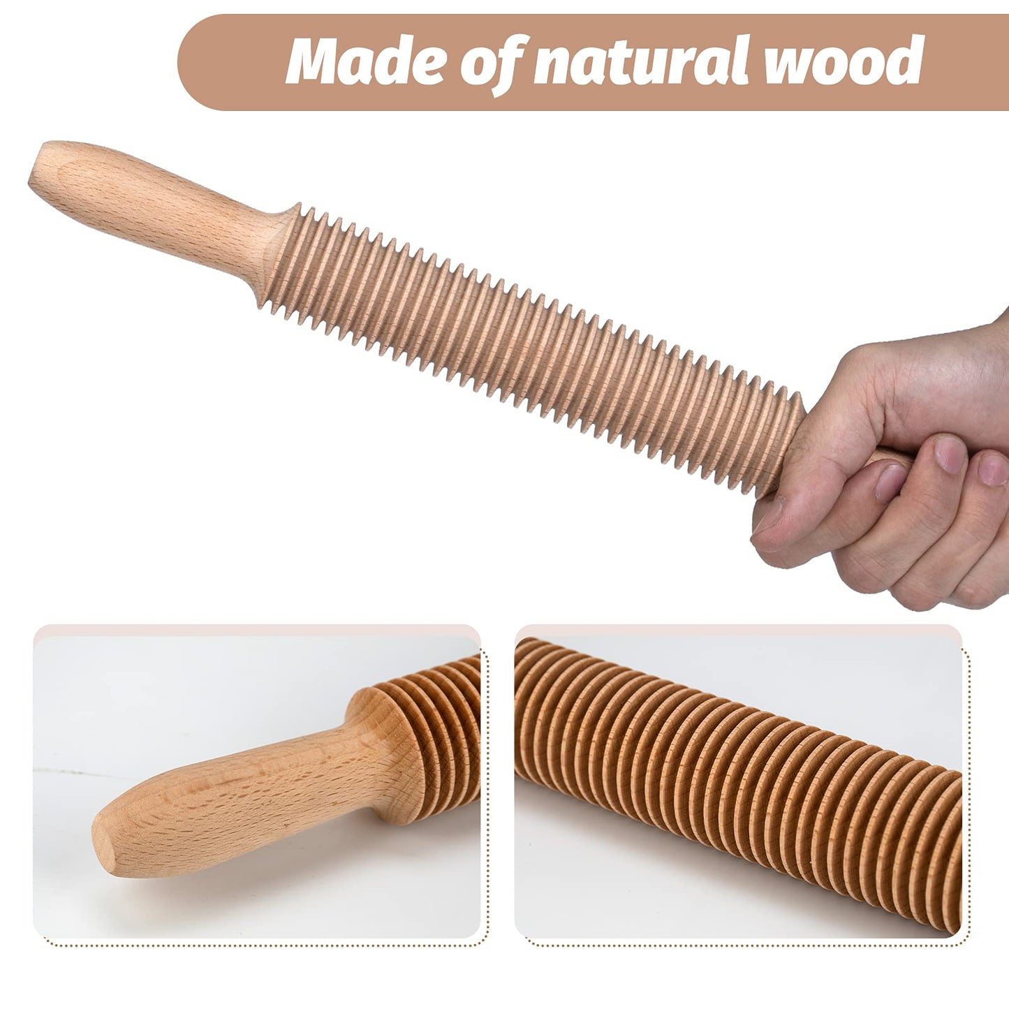 Beech Wood 3mm Spaghetti Pasta Cutter Noodle Lattice Roller Docker Dough Cutter Wooden Rolling Pin Spaghetti Pasta Maker Beechwood Noodle Cutter Rolling Pin Kitchen Cooking Tools