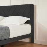 Queen Size Platform Bed Frame with Velvet Upholstered Headboard and Sturdy Wooden Slats Support,Metal Frame,Easy, Assembly, No Box Spring Needed,Slip Resistant,Mattress Foundation Black (Black, Queen) Inadpor
