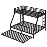 Bellemave Twin XL Over Queen Bunk Bed with Trundle, Metal Bunk Bed Frame with Ladder and Guardrail Bunk Beds for Kids, Boys, Girls, Teens, Space-Saving and Noise-Free, Black Bellemave