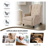 PALLOME Wingback Recliner Chair with Massage and Heat Tufted Fabric Push Back Arm Chair, Recliner Chair for Living Room Bedroom Home Theater (2,Beige) PALLOME
