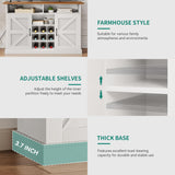 YITAHOME Farmhouse Buffet Cabinet with Storage, 52'' Sideboard with 2 Floating Shelves, Power Outlet, Adjustable Storage Shelves, Coffee Bar Wine Cabinet for Kitchen, White YITAHOME