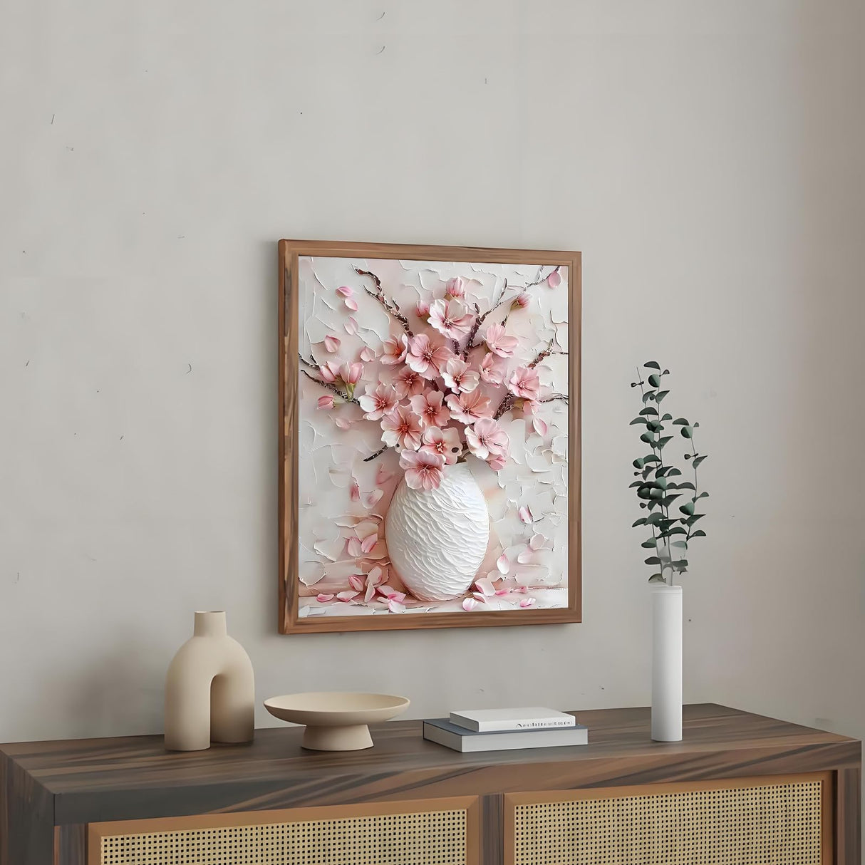 Shouruihua Floral Diamond Painting Kits for Adults, Pink Cherry Blossoms Flowers Diamond Art Painting by Numbers Kits, Diamond Dots Art Kits, Full Round Drill Gem Art for Home Wall Decor, 11.8x15.7 in Shouruihua