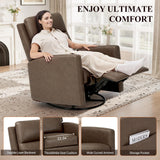 COLAMY Recliner Chair, PU Leather 360° Swivel Rocker Recliner, Nursery Glider Recliner with Ergonomic High Backrest and Upholstered Deep Seat for Living Room, Bedroom, Color Gray COLAMY