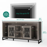 YITAHOME 33.5'' Tall TV Stand for 75 inch TV, LED Entertainment Center with Storage, Grey TV Stands for Living Room with Acrylic Doors & Power Outlets, Tall TV Console Cabinet, Grey YITAHOME
