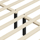 Yaheetech King Bed Frame Upholstered Platform Bed with Fabric Headboard, Wing Edge Design/Non-Slip and Noise-Free/Wooden Slats Support/No Box Spring Needed/Easy Assembly, Beige King Bed Yaheetech