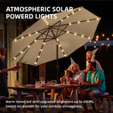 wikiwiki 10ft Solar Led Patio Umbrella, Sturdy Outdoor Market Umbrella for Deck, Pool, Garden w/Tilt, Crank, 32 LED Lights, Tan wikiwiki